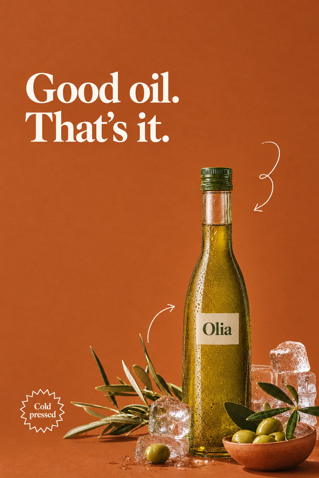 An olive oil ad for Olia